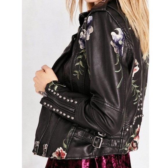 BlankNYC floral embroidered leather jacket NWT - Picture 4 of 8